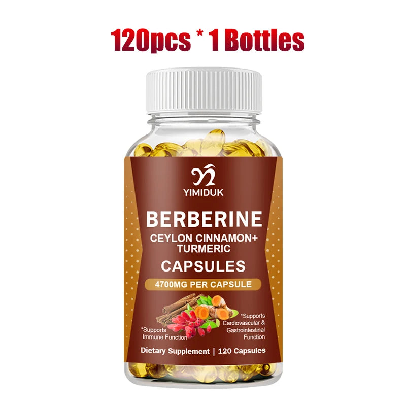 Berberine 4700 Mg Supplement, with Ceylon Cinnamon, Support Heart Health, Immune System, Healthy GI & Cholesterol, Gluten-Free Peaceful Pleasures Health and Wellness 120pcs