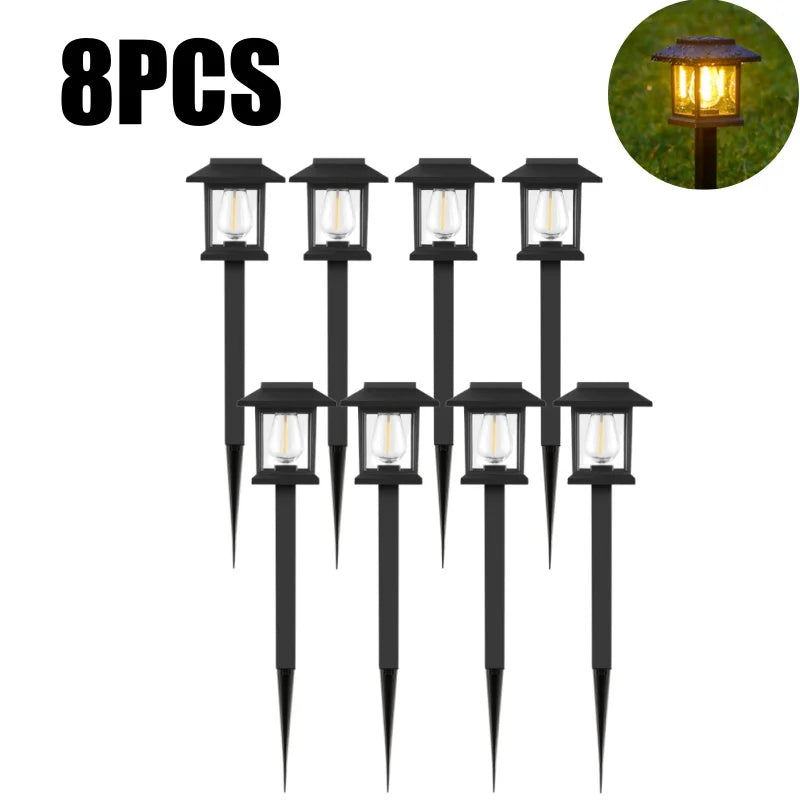 10-Pack Solar LED Spike Lights | Warm Garden Landscape Lamps