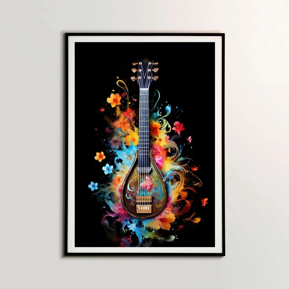 Musical Instruments Canvas Wall Art | Guitar Drum Saxophone Poster