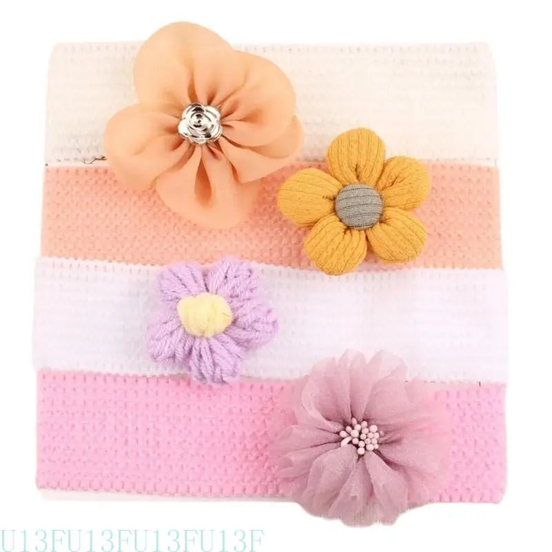 Kids Fabric Flower Headbands 4-Pack | Baby Girls Hair Accessories