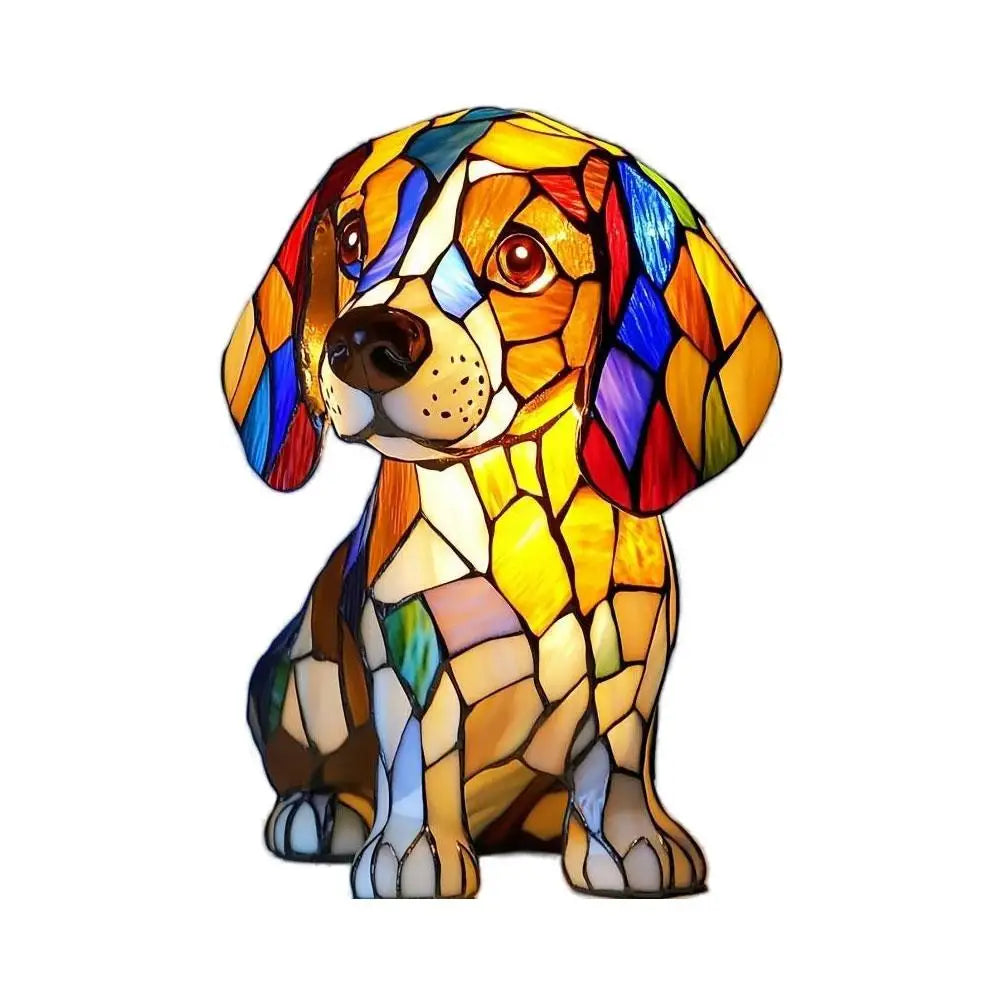 Stained Glass Cat LED Night Light – Color-Changing Resin Lamp