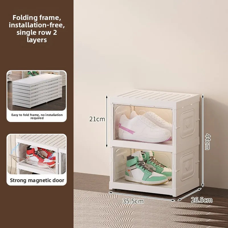 Upgraded Multi-Tier Clear Shoe Rack Heavy-Duty Unified Cabinet Large Capacity Transparent Dust-Proof Organizer for Home Entryway Peaceful Pleasures Health and Wellness Single 2 layers