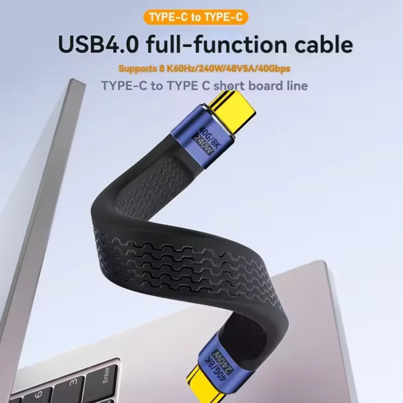 USB4 Short Cable 40Gbps Data Transfer 240W PD Fast Charging Thunderbolt 4/3 Interface Flat USB-C Cord for Laptop Phone Tablet Peaceful Pleasures Health and Wellness