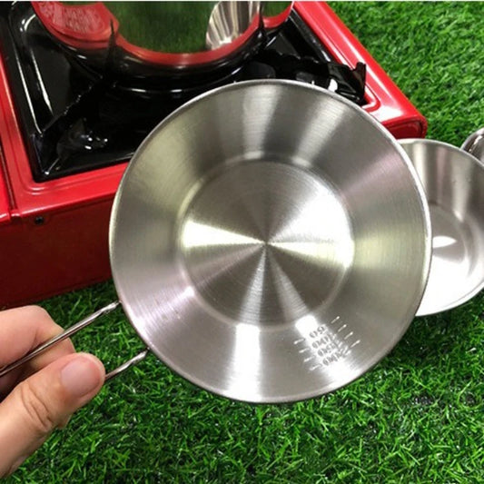304 Stainless Steel Snow Bowl for Outdoor Camping Hanging Tableware Folding Bowl with Scale Handle Convenient Camping Peaceful Pleasures Health and Wellness
