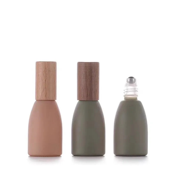 Portable Glass Perfume Bottle Empty Wood Lid Roll-on Bottle High Quality 10ml Essential Oil Roller Bottle Makeup Tool Peaceful Pleasures Health and Wellness