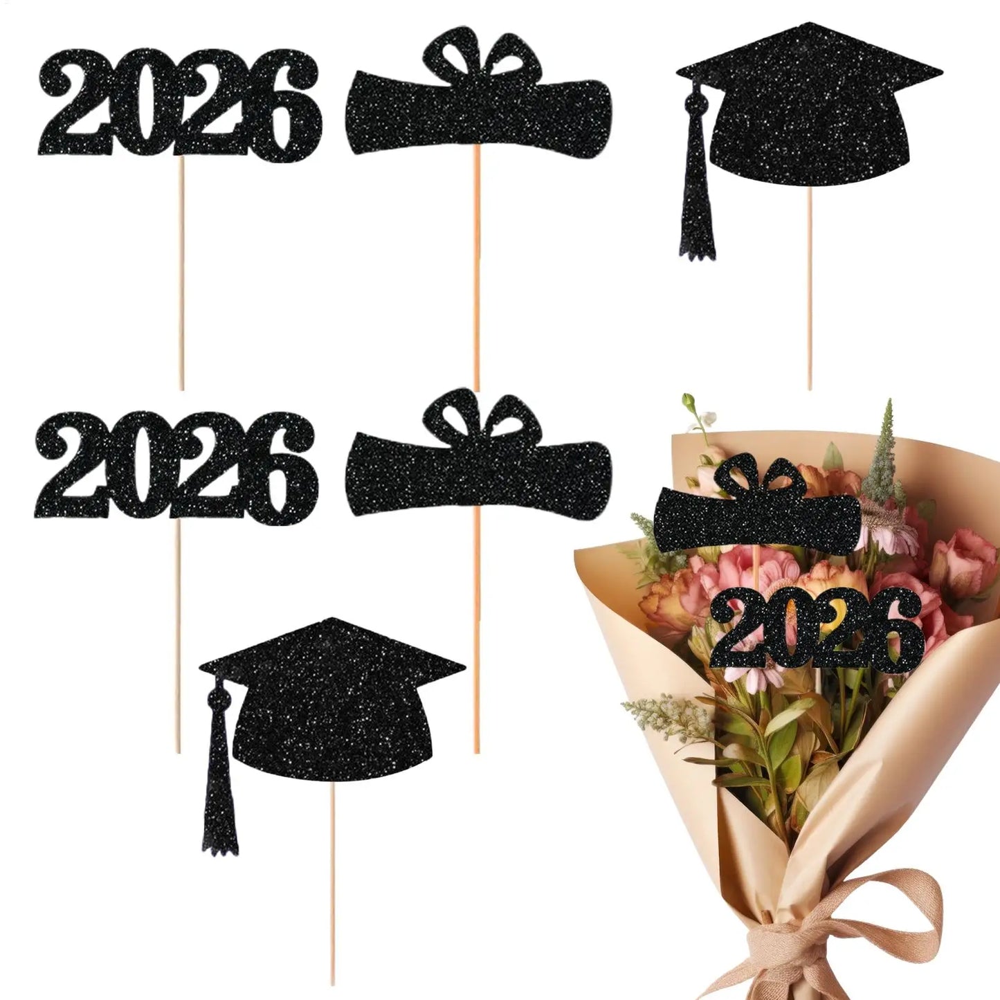 2026 Graduation Cake Topper Set – Party Dessert Decoration