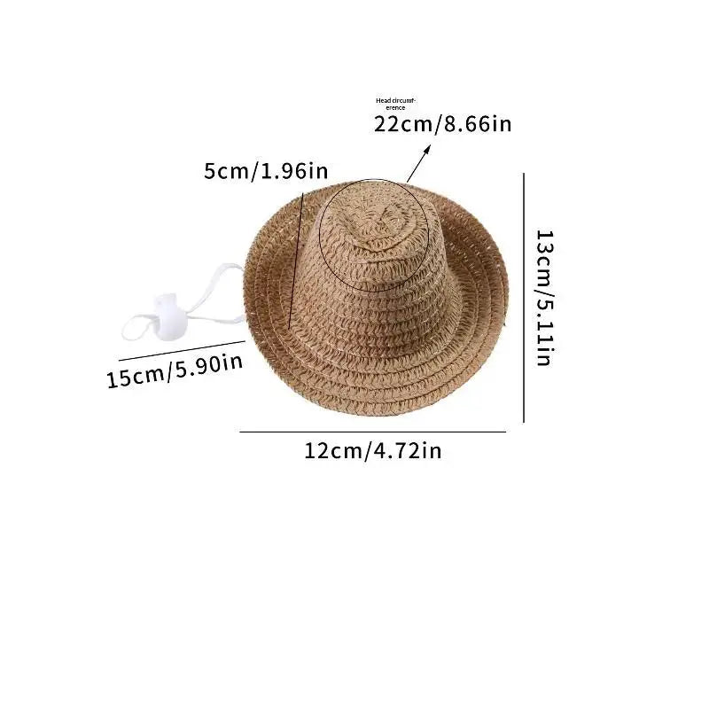 Mini Straw Pet Sun Hat for Cats & Dogs – UV Protection Cap
