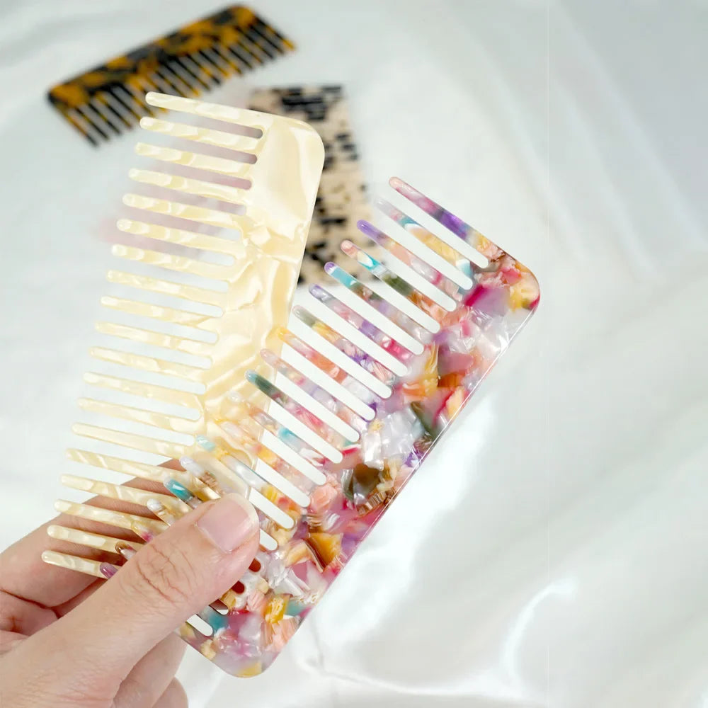 Acetate Wide Tooth Detangling Hair Comb – Anti-Static Set
