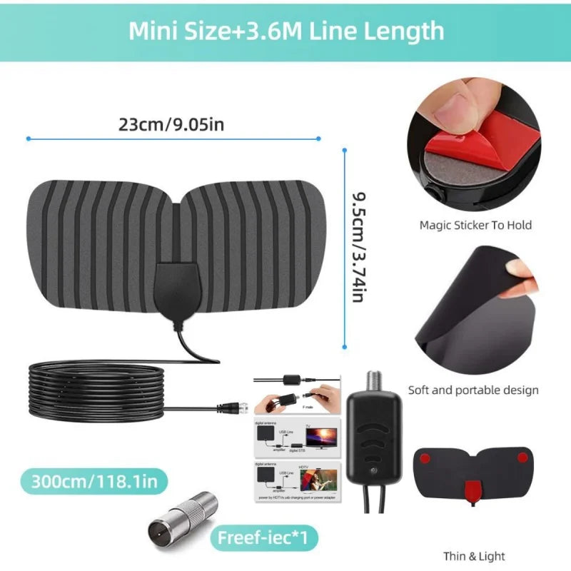 Universal Digital TV Antenna HDTV DVB-T2 Indoor Outdoor 36dBi