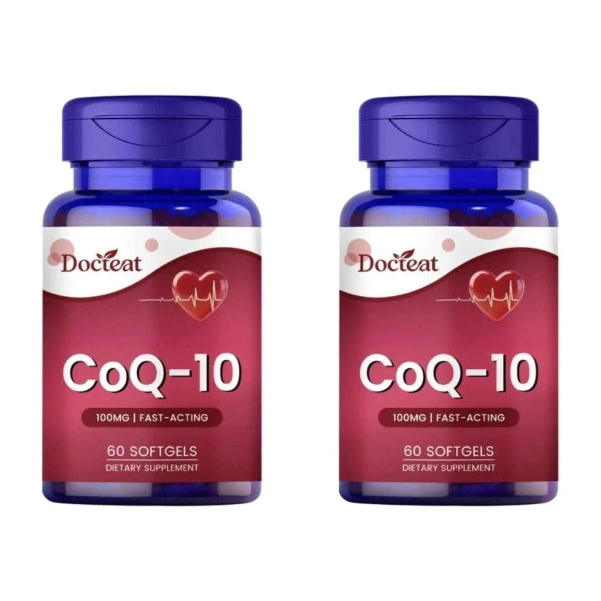 CoQ10 100mg Dietary Supplement with Vitamin E and Omega 3 Daily Nutritional Support Softgels 60 Count Peaceful Pleasures Health and Wellness 2bottles 120capsules