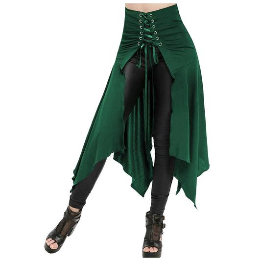 Gothic Skirt Black Medieval Vintage High Waist Skirt Lacing Irregular Umbrella Skirt Festival Steampunk Long Skirts For Women Peaceful Pleasures Health and Wellness