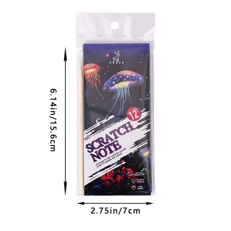 12 Colorful Bookmark Scratch Paper Handmade DIY Drawing Portable