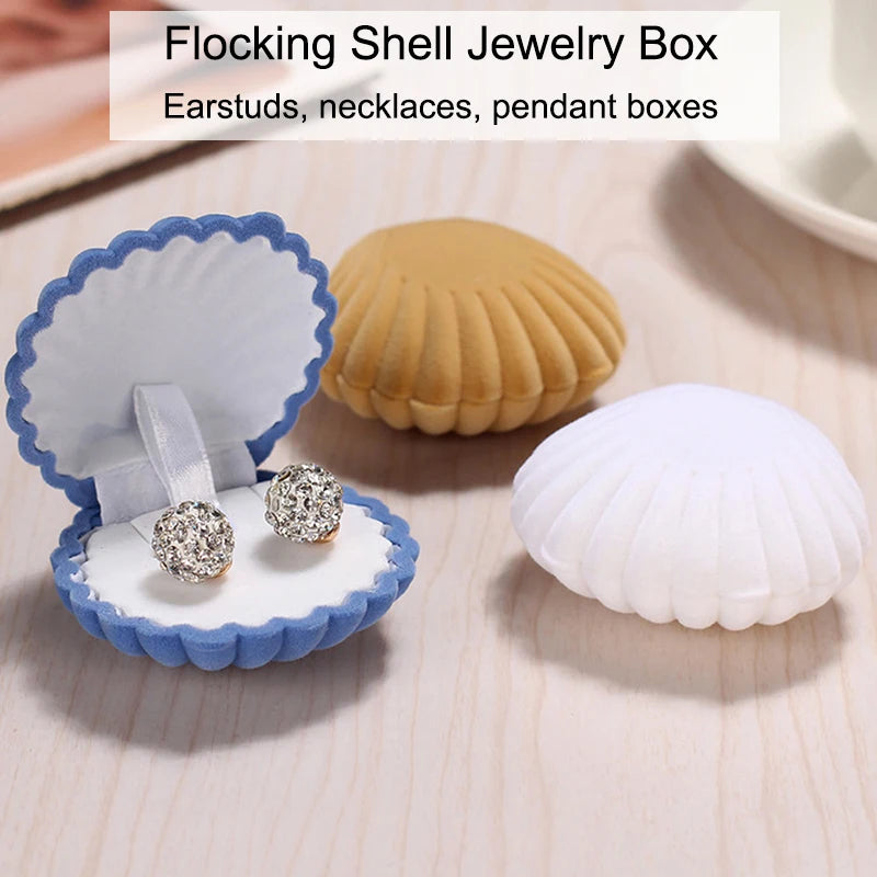 1PC Shell Shape Velvet Jewelry Box Wedding Engagement Ring Box for Earrings Necklace Bracelet Display Pendant Gift Box storage Peaceful Pleasures Health and Wellness
