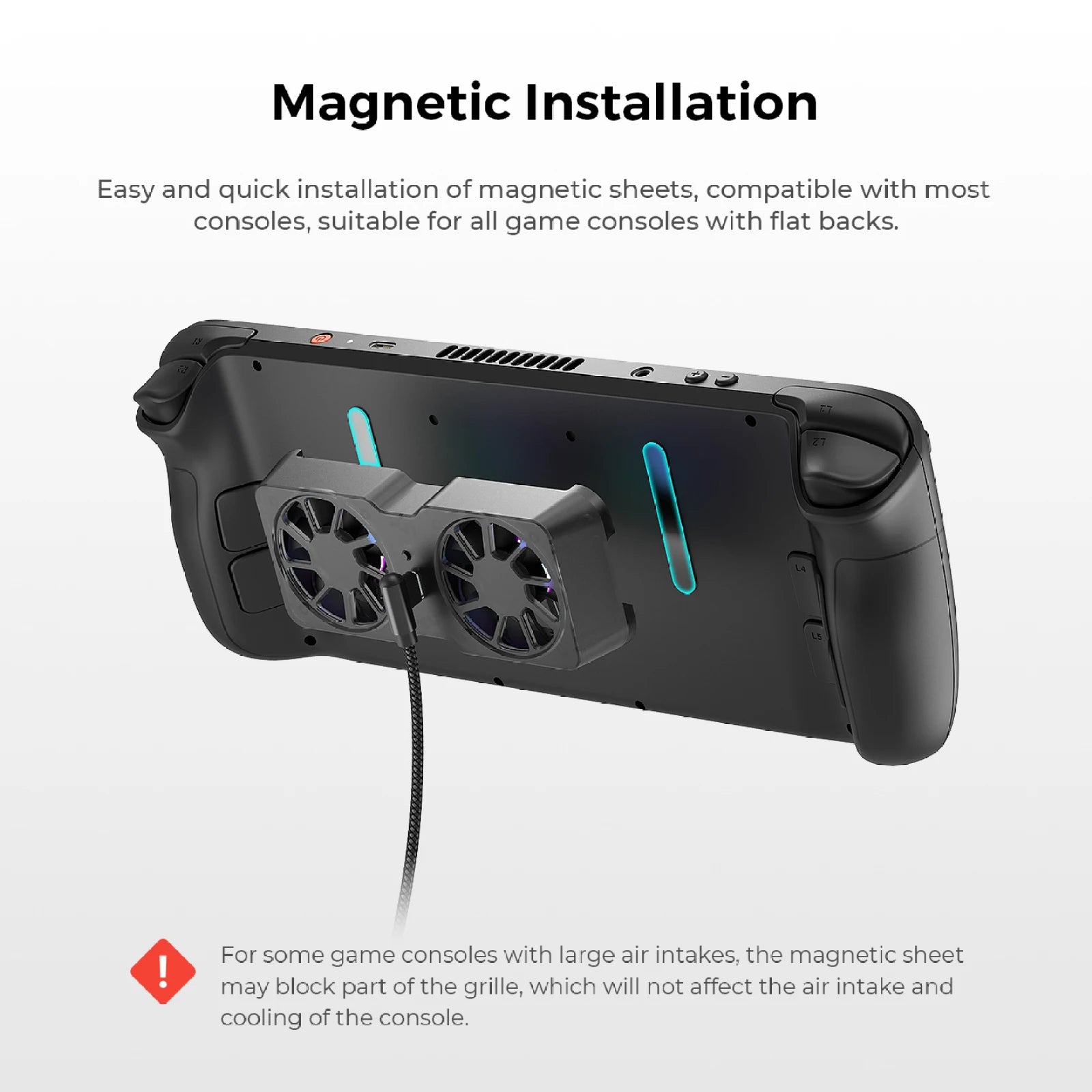 Portable Magnetic Cooling Fan For Steam Deck For ROG Ally X For Legion Go 6000RPM 45mm Dual Fans 10-16CFM Airflow 3 Speeds Peaceful Pleasures Health and Wellness