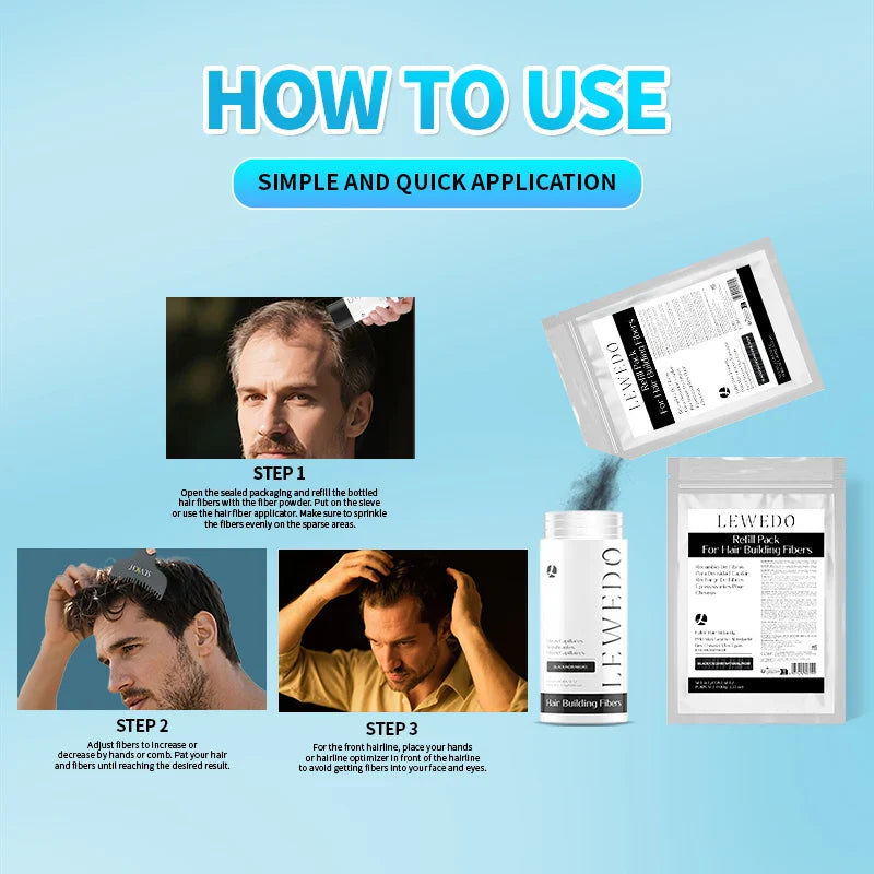 LEWEDO Keratin Hair Building Fibers 100g Refill – Fuller Hair