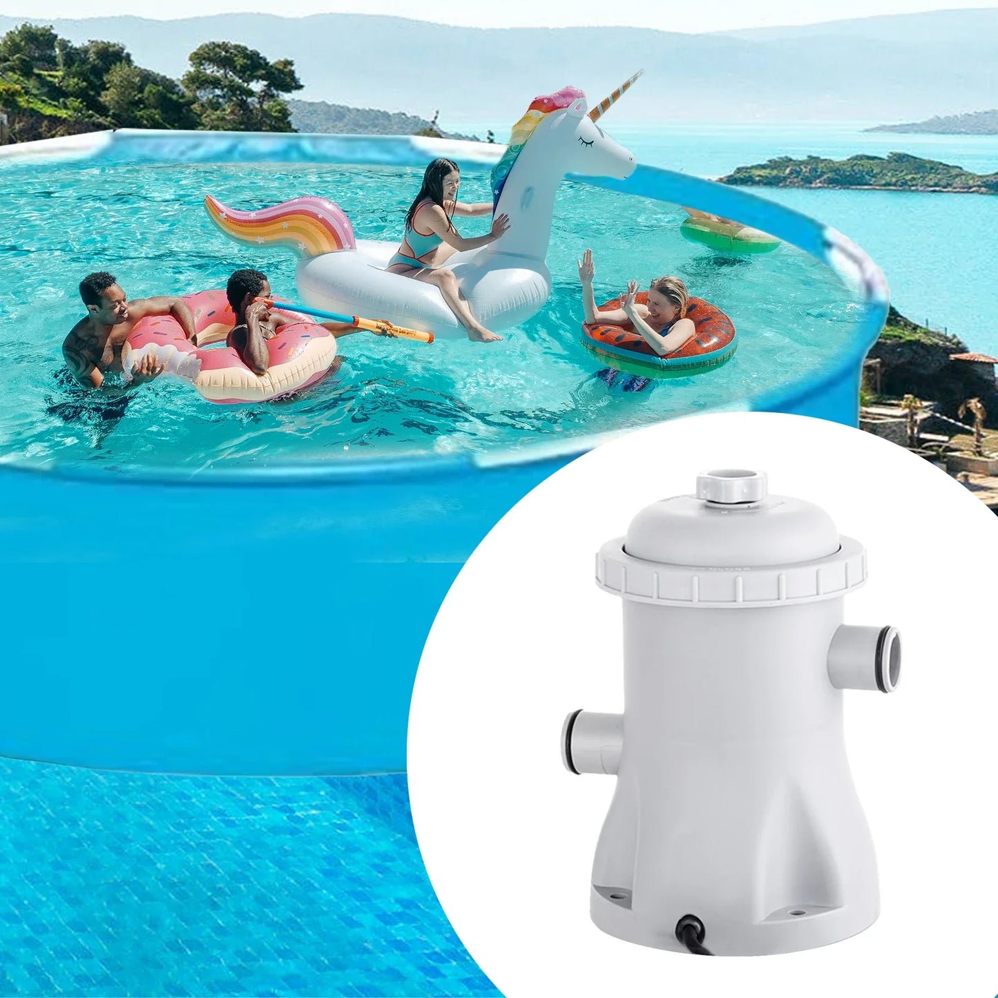 Pool Filter Pump 330 GPH Paddling Electric Water 2 Cartridge Pumps