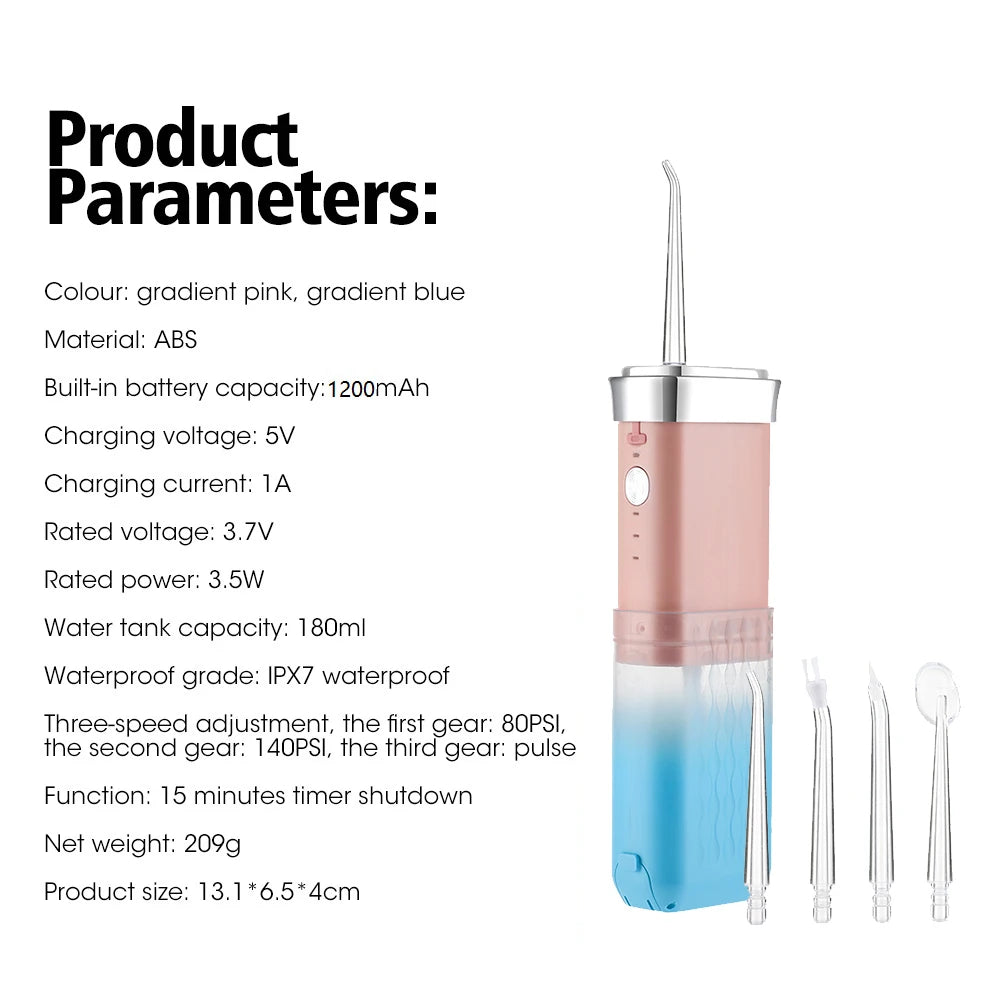 220/180ml Mini Cordless Water Flosser For Travel 3 Modes Rechargeable Oral Irrigator for Braces Sensitive Gums Daily Oral Care Peaceful Pleasures Health and Wellness TYPE A 180ML 1