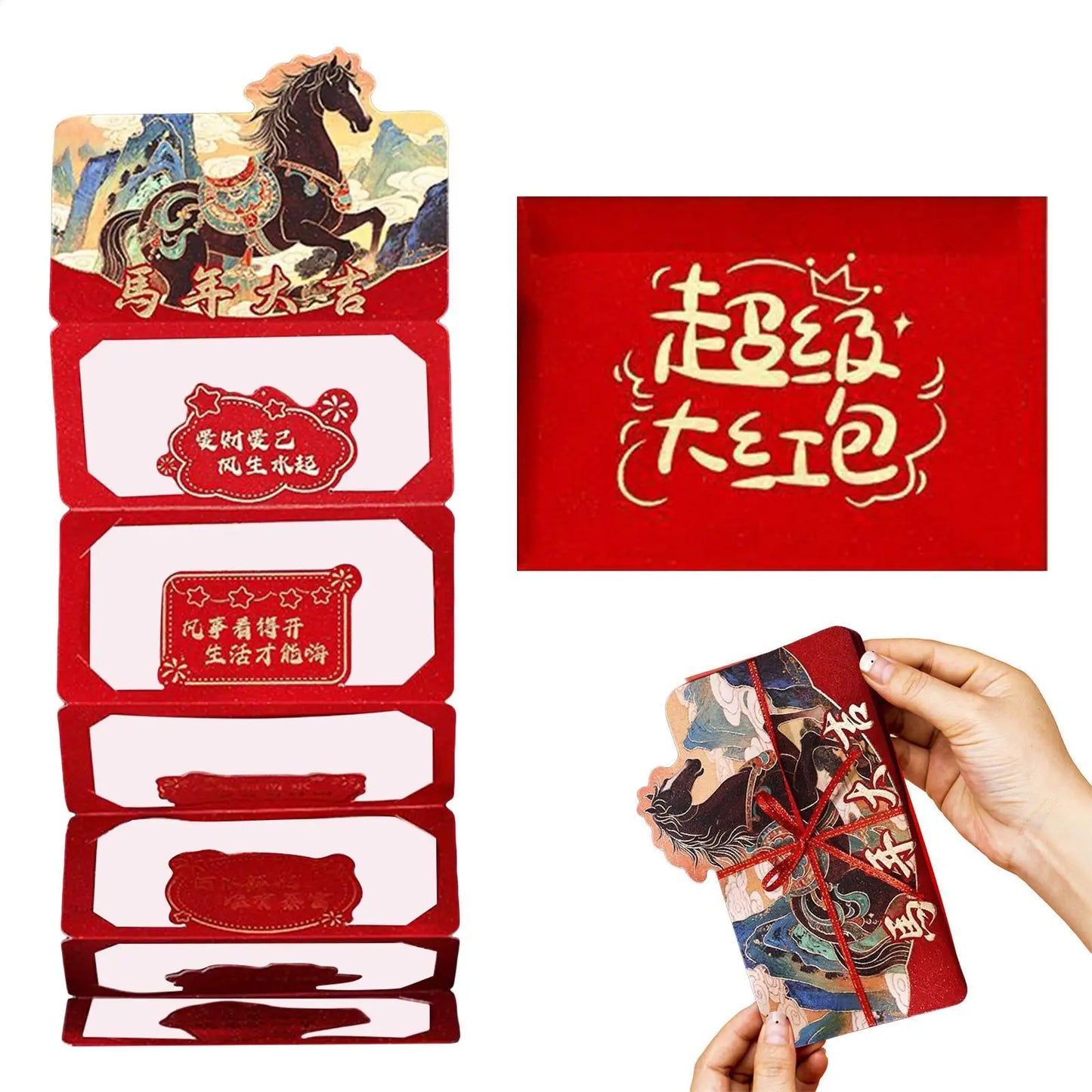 Red Envelopes Cartoon Traditional Foldable Home Decors New Year Red Envelopes For Family Friends Children Son Daughter Women Peaceful Pleasures Health and Wellness