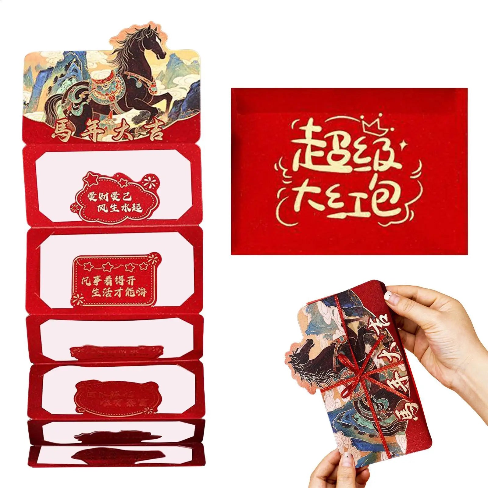Red Envelopes Cartoon Traditional Foldable Home Decors New Year Red Envelopes For Family Friends Children Son Daughter Women Peaceful Pleasures Health and Wellness