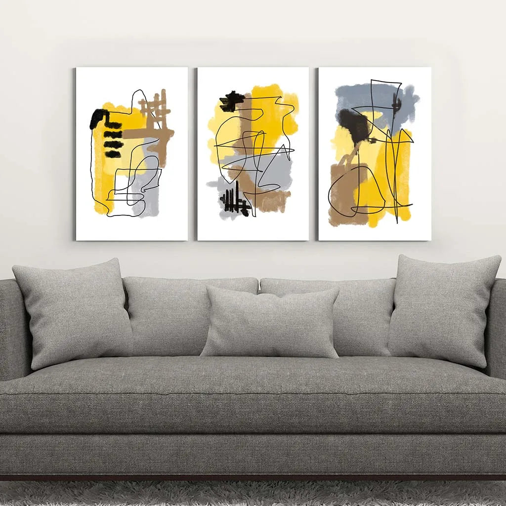Abstract Yellow Color Block Canvas Wall Art | Modern Décor Print Canvas Wall Art Print Peaceful Pleasures Health and Wellness