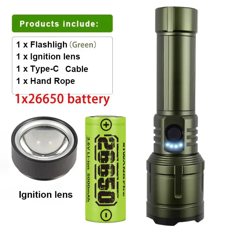 ZHIYU 3-in-1 Rechargeable Flashlight, Lighter & Power Bank 1200LM