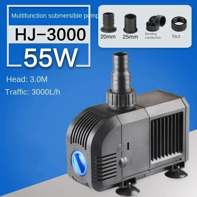 Fish Tank Quiet Frequency Circulating Filtration Pump 7/8/20/25/35/45/55W Multi-Function Submersible Aquarium Water Pond Pumps Peaceful Pleasures Health and Wellness 55W HJ-3000