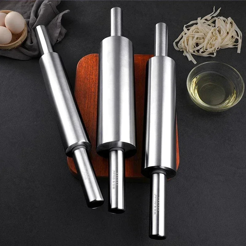 Stainless Steel Rolling Pin – Non-Stick, Heavy-Duty with Handle for Pizza, Bread, Dumplings & Pastry