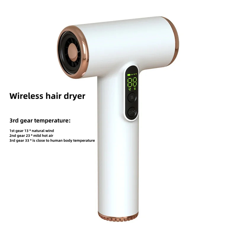 Cold/Hot Air Wireless Hair Dryer With Usb Charging And Fast Drying For Children/Dormitories/Travel Essential Wireless Hair Dryer Peaceful Pleasures Health and Wellness ivory white