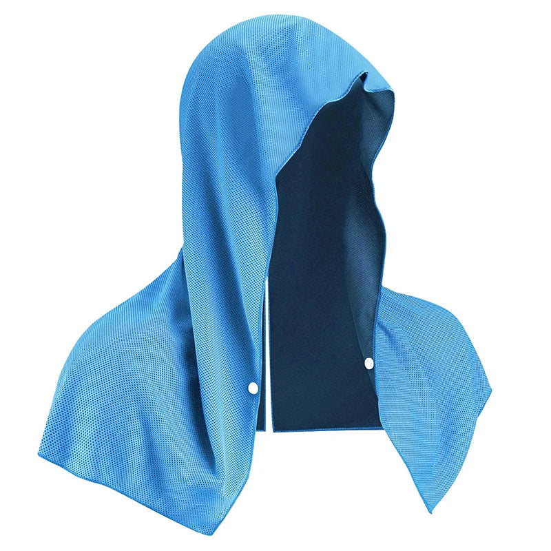 Outdoor Sports Sun Protection and Cooling Towel Gym Beach Camping U-shaped Cooling Hoodie Headscarf Quick-drying Towel Peaceful Pleasures Health and Wellness Light blue