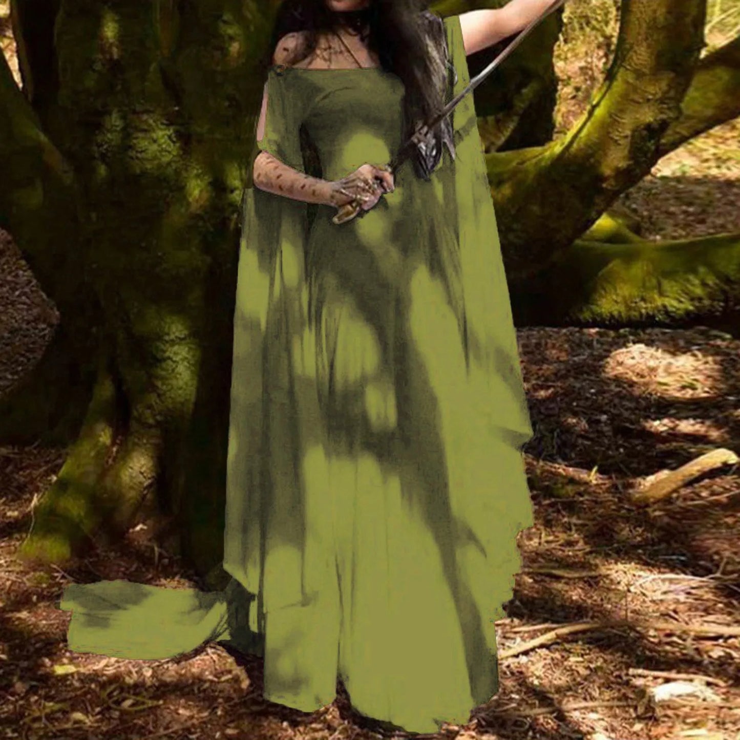 Women Halloween Dress Retro Cosplay Vintage Party Club Elegante Solid Off Shoulder Dress Maxi Funny Halloween Elf Dress Peaceful Pleasures Health and Wellness