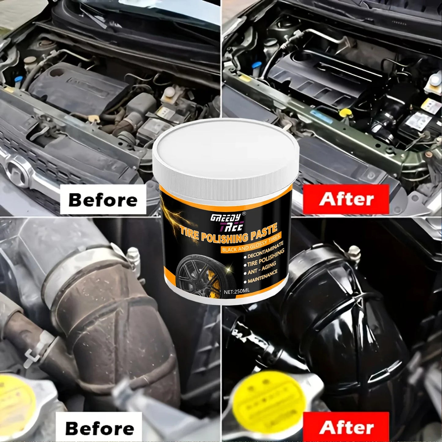 Tire Wax Brightening Paste – Dark Color & Anti-Cracking Guard