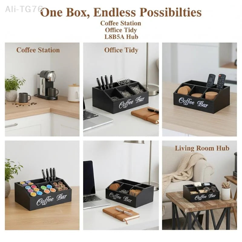Wooden Coffee Storage Box | Multipurpose Counter Organizer