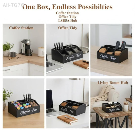 Wooden Coffee Storage Box | Multipurpose Counter Organizer Coffee Storage Box Peaceful Pleasures Health and Wellness