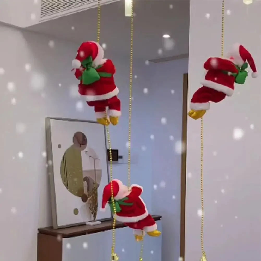 Santa Claus Climbing Beads Music Electric Doll Rope Climbing Santa Christmas Gift For Children Electric Toys Peaceful Pleasures Health and Wellness