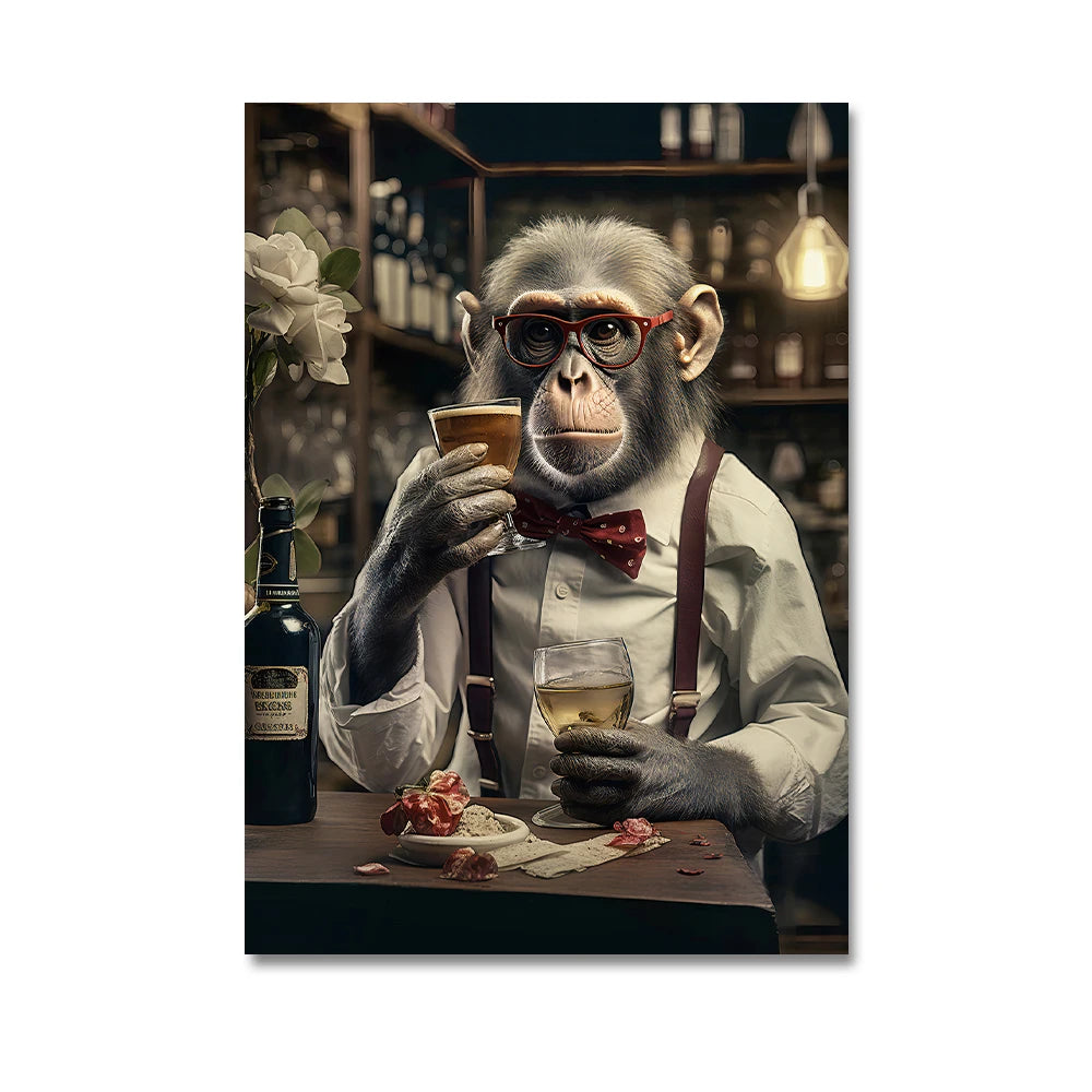 Nordic Gorilla Suit Abstract Canvas Wall Art | Modern Decor