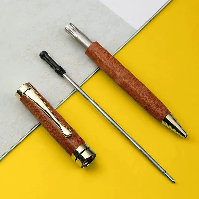 Premium Metal & Sandalwood Rotating Ballpoint Pen + Gift Case