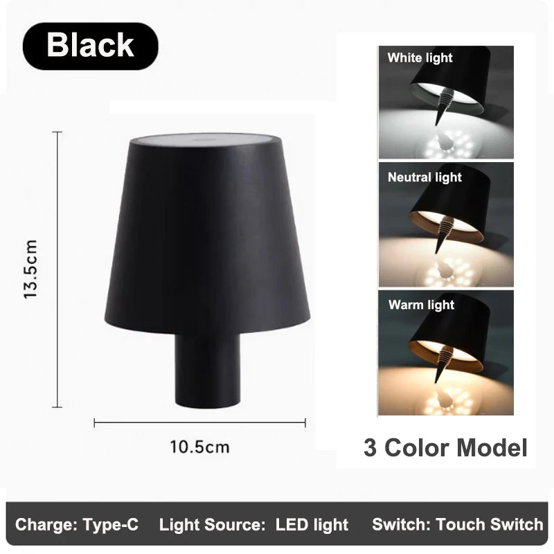 Rechargeable Table Lamp LED Touch Sensor Desktop Night Light Wireless Reading Lamp for Restaurant Hotel Bar Bedroom Decor Light Peaceful Pleasures Health and Wellness B Style- 3 Colors