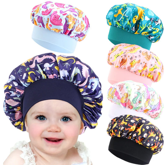 Kids Dinosaur Satin Bonnet | Silky Sleep Cap for Toddlers Kids Satin Bonnet Peaceful Pleasures Health and Wellness