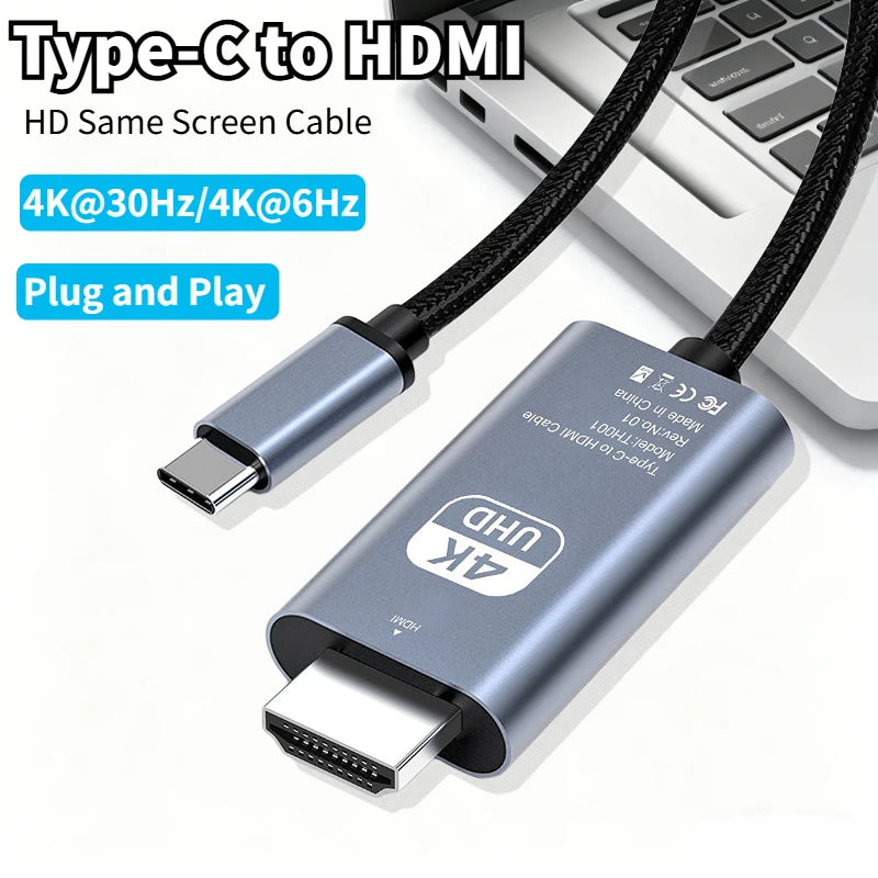 4K 30/60Hz USB C to HDMI Cable Type C Adapter HDTV Converter Cable For iPhone 15 TV Converter MacBook Air iPad Samsung laptop Peaceful Pleasures Health and Wellness