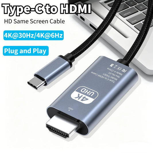 4K 30/60Hz USB C to HDMI Cable Type C Adapter HDTV Converter Cable For iPhone 15 TV Converter MacBook Air iPad Samsung laptop Peaceful Pleasures Health and Wellness