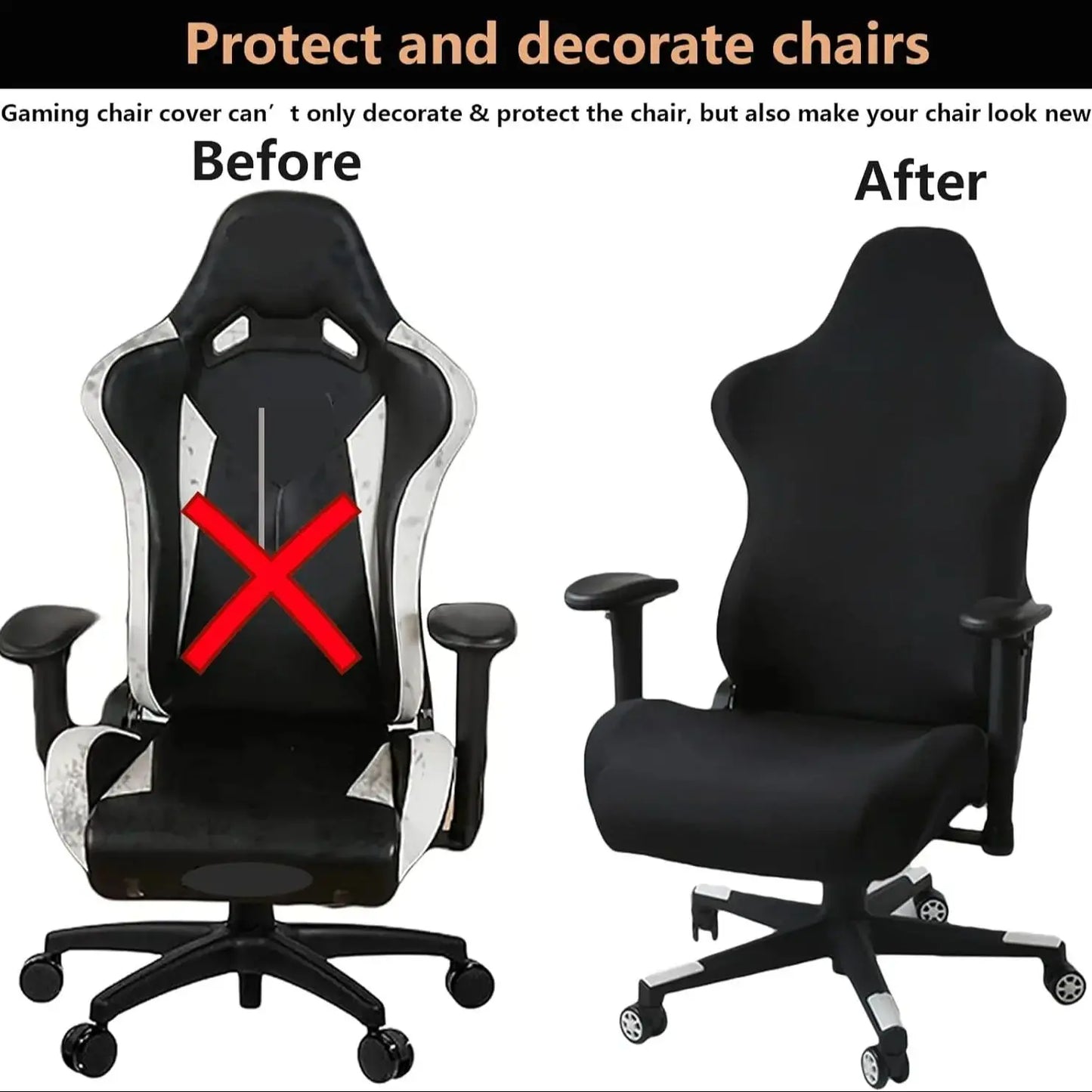 Gaming Chair Cover Set 4pc – Seat, Back & Armrest Covers