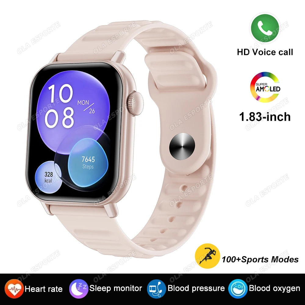 2026 Smart Watch Men 1.83inch Sports Fitness Watch Bluetooth Call Heart Rate Sleep Monitoring Music Control Smartwatch WomenHW12 Peaceful Pleasures Health and Wellness Pink
