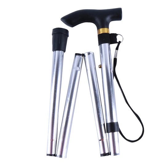 Walking Stick Telescopic Baton Hiking Trekking Poles Aluminum Alloy Metal Folding Cane Crutches Pole For Elderly People Peaceful Pleasures Health and Wellness
