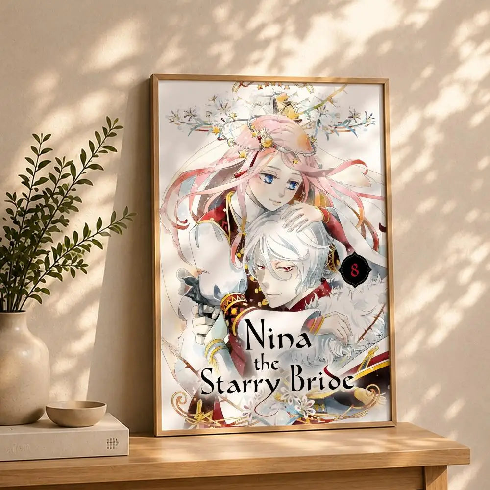 Manga N-Nina the Starry BrideS Poster HD Self Adhesive Waterproof Wall Art Ideal for Home Office Dorm Bedroom Great Gift Peaceful Pleasures Health and Wellness White13 21X30cmNoframe