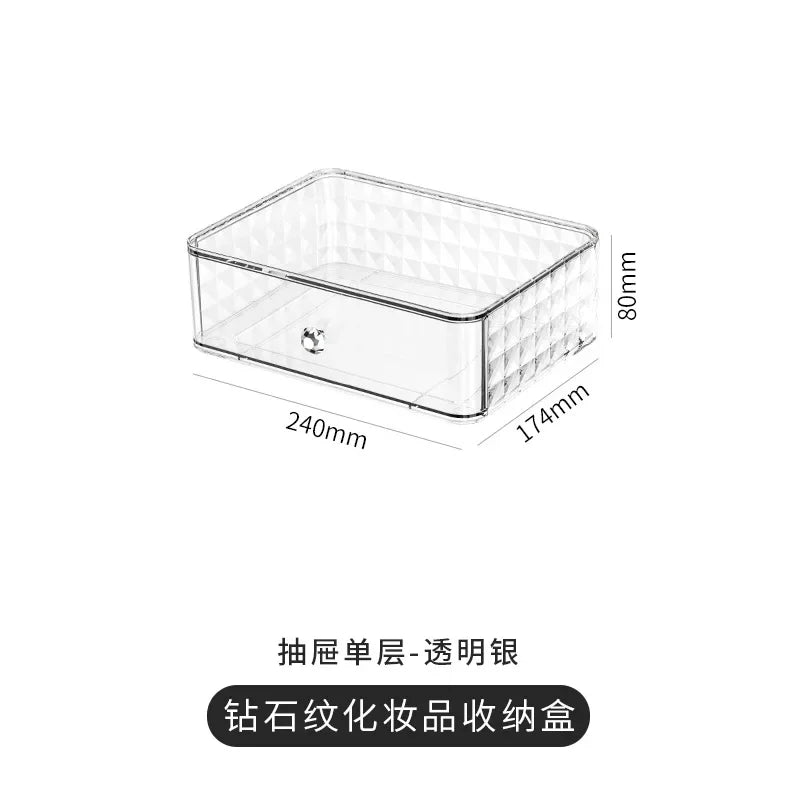 Luxury Transparent Makeup Storage Box with Drawers | Dust Proof