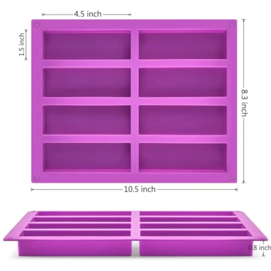 8 Cavity Rectangle Silicone Molds for Baking Baking Tools Peaceful Pleasures Health and Wellness
