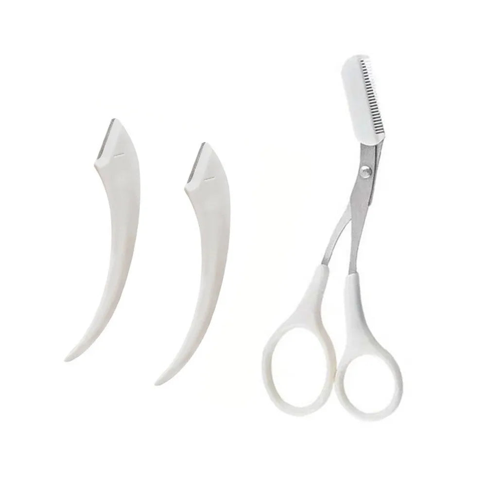 Professional Eyebrow Trimming Kit – Scissors & Razor Blades