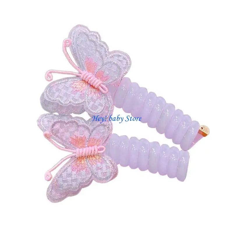 Telephone Cord Hair Ties for Girls – Coil Scrunchies 5 Colors