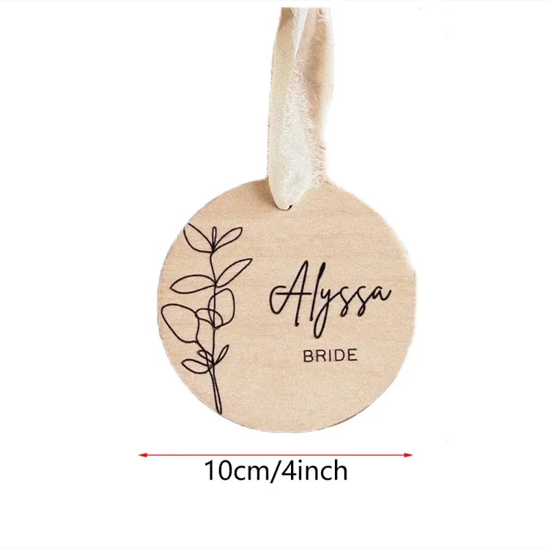 Personalized Wooden Bride & Bridesmaid Dress Hanger Tags – 3 Pack Wedding Hanger Tags Peaceful Pleasures Health and Wellness