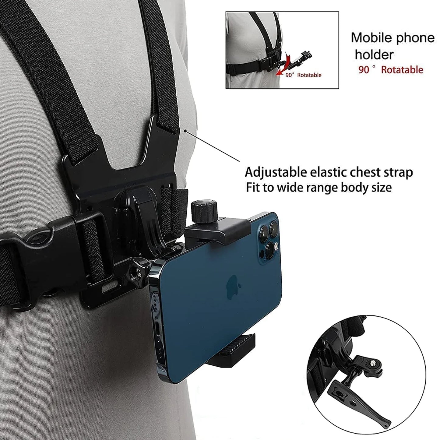 Chest Strap Mount for GoPro, DJI & iPhone – 360° POV